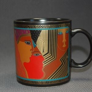 Laurel Burch Artistic Signed Mug - Black, Red, Gold, Blue